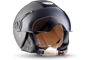 Moto Helmets® H44 Jet-Helm · Motorrad-Helm Roller-Helm Scooter-Helm Bobber Mofa-Helm Chopper Retro Cruiser Vintage Pilot Biker · ECE Visier Schnellverschluss Tasche XS–XL (53-62cm)