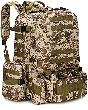 New 50L Molle Tactical Backpack Assault Outdoor Military Rucksacks Backpack Camping Bag Large Travel Backpack (Digital Desert)