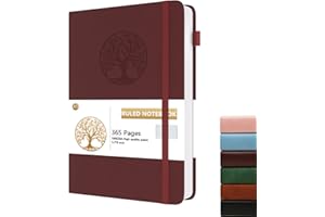 Dzhzal Carnet ligné A5 de 365 pages lignées épaisses de 100 g/m² pour écrire, journal en cuir rigide avec bande élastique pour homme et femme, pour le travail, les affaires, l'école et les voyages