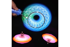 VORAE Light Up Spinning Top, 2Pcs Magnetic Spinning Toy Magic Rail Twirler Flashing Gyro Wheel, Stress Relief Educational Decompression Toy Gift for Adults Kids