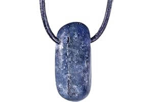 Lebensquelle Plus Kyanit - Ciondolo a forma di goccia con pietra preziosa forata, con cinturino in pelle