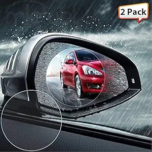 CarFrill Anti-Fog Car Rearview Mirror Film, Anti Water Mist Anti-Glare Anti-Scratch, Rainproof HD Clear Nano Protective Film for Side Window Bathroom Vanity and Other Glass Mirrors (Round 2PCS)