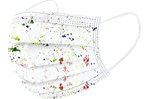 NCQIFEI 50 Pièces Adulte Jetable Protection Faciale 3 Couches Visage Tissu Impression Noir Blanc Couleur Non-tissé Bandeaux Femme et Hommes Confortable Anti-Poussière Respirable écharpe (C09)