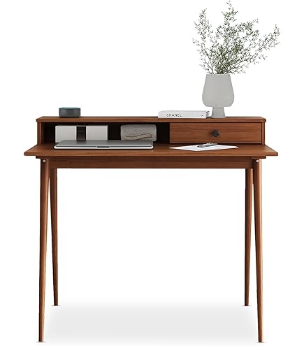 IOTXY Wooden Sall Desk With Drawers - Hoe Office Coputer Desk, Walnut, 80 C - View #2