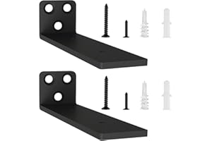 YFCVIP 2 Piezas Escuadras Para Estanterias, Soporte Baldas Pared, Escuadras Metalicas Invisibles, Soporte Estantería Metal con Tornillossado para Fácil Montaje en Pared (15cm, Negro) 6in