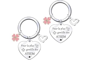 LUODAN Cadeau Atsem Cadeau Atsem Porte-clés en Acier Inoxydable argenté,pour Atsem,Porte-clés avec inscription pour la fête des enseignants