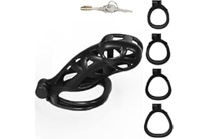 SeLgurFos Cobra-V3.0 conjunto de cinturón de castidad de jaula de pene 3D transpirable con 4 tamaños de anillo de pene jaula de castidad SM juguete sexual masculino (large)