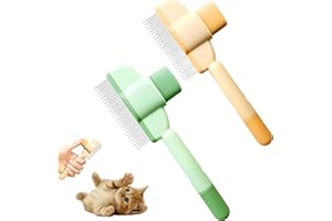 HUIYUENUO Pack of 2 Fellblitz Cat Brush, Cat Brush with Release Button, Self-Cleaning Flea Comb for Pets, for Short and Long Haired Dogs, Cleaning Loose Knotted Fur