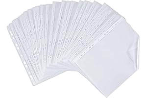 JKG® 50 Pack A4 Clear Poly Pockets - Plastic Punched Pockets A4 Organizer | Strong Plastic Wallet Folder | Home, Office, Work Document Wallet | Perfect for Document Files Ring Binder