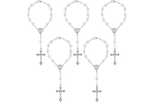 StarryTiger 30 Pezzi Rosario Cattolico di Battesimo Avorio Bracciale di Perle Finte, per Bomboniere, Comunione, Matrimoni