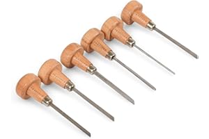 "PRAZTECH ® Nuovi bulini da 6 Pezzi con Manici in Legno | Set di Orologi per incisori | Laboratorio di Utensili manuali per gioielliere | Fai da Te
