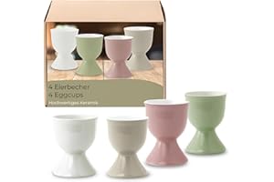 MATCHES21 HOME & HOBBY Lot de 4 coquetiers en céramique en 4 couleurs claires - Passent au lave-vaisselle - Pour table de petit-déjeuner