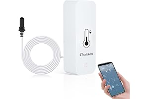 eMylo wifi temperatursensor, digital hygrometer inomhus och utomhus med extern sond, kylskåpstermometer mätare, app-skärm, ba