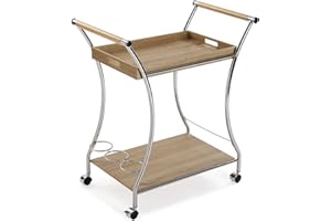 Versa Driana Trolley for Kitchen, Living Room or Dining Room, Modern Serving Trolley, Dimensions (H x L x W): 78.5 x 42 x 68.5 cm, MDF Wood and Metal, Colour: Brown