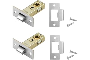 Pimoys 2 Set 45mm Tubular Latch, Internal Door Lock Mortice Latch Polished Door Latch for Sprung Lever Door Handles