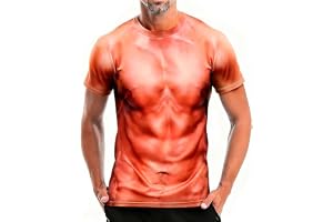 AYBUY Rolig T-shirt med 3D-muskler, tryck muskulöst 3D-mönster T-shirt kortärmade toppar, rund hals magmuskler T-shirt för mä