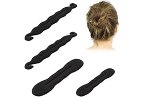 NJCXOLA Chignon Magique 4 Pièces, Chignon Cheveux, Coiffure Donut Bun Maker, Accessoires Outils de Donut à Bouclés de Cheveux pour Femme Fille Enfant Ballet Danseuse