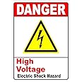 Safety Supply Mart Electrical shock hazard/ high voltage stickers 6 in. x 4 in. pack of 3- for indoor/ outdoor uv protected danger electric risk signs