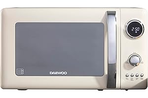 Daewoo SDA1654 Kensington 800W, 20L Digital Microwave | 5 Power Settings | Defrost & Cancel Control | 245mm Turntable Glass Tray | Digital Timer | Beep Indicator |[Energy Class A],Cream