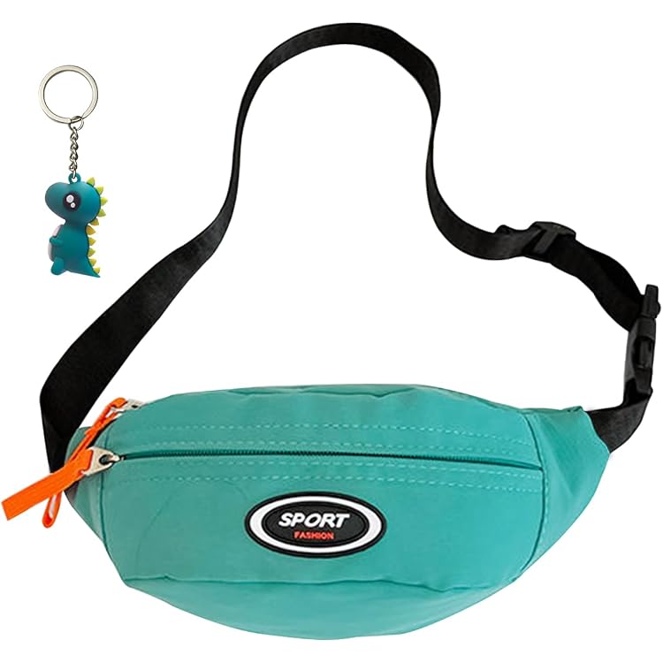 Banane Enfant Avec Pendentif Dinosaure - Sacoche Réglable 75cm - 2 Compartiments - Vert - Garçon/Fille