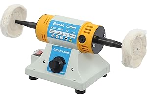 IELSNGAI Pulidora de banco Pequeña máquina 350W 50Hz, Máquina Pulidora Lijadora de Pie 10000RPM, Pulido de Jade de Mesa, Rectificadora de joyería eléctrica con 2 rueda de tela blanca