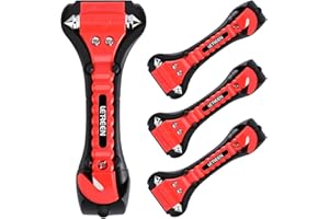 LETREEN 4 Pack Car Emergency Escape Window Break Hammer Safety Seat Belt Cutter Tool, Car Safety Hammer with Sharp Seat Belt Cutter, Double-Ended Escape Life-Saving Hammer Tool