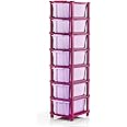 PALAK Plastic Drawer Organizer Self Standard Rectangular Multi Purpose Modular Drawer System Large Chest of Drawer Organizer for Home Office,Product Dimension When assembeled (7 Layer) (7xl, purple)
