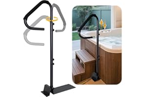 MYBOW Hot Tub Handrail Slide Under Safety Spa Hand Rail Hot Tub Accessories for Adults Tub Side Railing to Get in and Out No Drill Pool Handrail for Steps Outdoor Indoor Hot Tub Bar (Black)