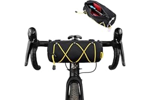 ‎RHINOWALK Rhinowalk torba na kierownicę rowerową, torba rowerowa przednia, do roweru górskiego, wyścigowego, torba na ramię - czarny + żółty