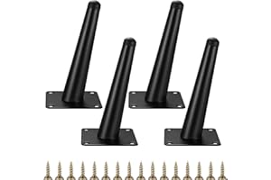 Fulushouxi Piedini per Mobili, 4 Pz Piedi Regolabili per Divani, Gambe per Mobili in Metallo, Piedini Inclinati per Armadi Tavolo Divani Letto Sedie, Nero, Altezza 15 cm