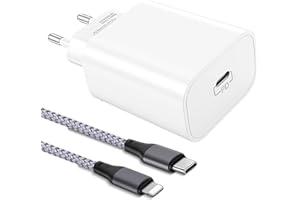ARCCRA Szybka Ładowarka USB C, Zasilacz USB-C 20W i Nylonowy Kabel iPhone 2m, Adapter USB C, Wtyczka Typu-C, Gniazdo Type-C, Kompatybilny z iPhone 14/13/12/Pro/Max/Plus/mini/11/SE/XS/XR/X/8