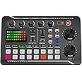 GeKLok Live Sound Card Bluetooth Sound Card Audio Mixer with 16 Sound Effects for Phone/Computer, for Music Recording/DJ