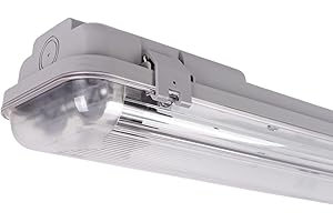 B·LED BARCELONA LED BARCELONA LED - Écran étanche pour 2 tubes LED Culot G13 120 cm IP65, sans tubes - Boîtier en polycarbonate résistant. Pour extérieur et intérieur, idéal pour garages, entrepôts