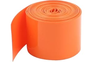 UXCELL sourcing map Tubo Termorretráctil, Termoretractil para Baterías 18650/18500, 5m Longitud, Ancho Plano de 29,5mm, Funda Termoretractil Bateria, Tubo Termoretractil PVC, Color Nananja