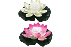 Yeehliny Schwimmende Lotuslichter, LED Wasserdichte Solar Seerosen Schwimmende solarleuchten Lotusblumen-Nachtlampe Lotusblüte Lotusblatt Teichlicht für Pool Teich Garten Deko (18CM-2PC-05#)