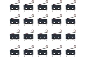 Youmile 20Pack Micro Switch Roller Lever Arm 3Pin AC 5A 125 250V SPDT 1NO 1NC Terminales PCB momentáneos Interruptor de cierre/apertura