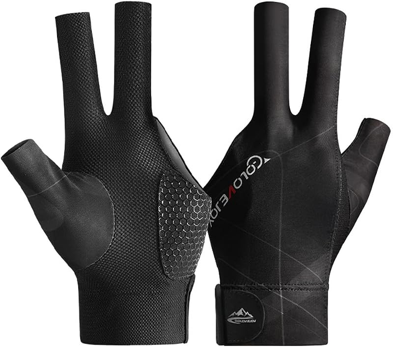 Wnddle Guante de Billar Snooker Izquierdo Guantes de Piscina de Billar Mano Izquierda, Guantes de Billar, Guantes de Piscina Profesionales Billar, Guante de Billar de 3 Dedos Guantes