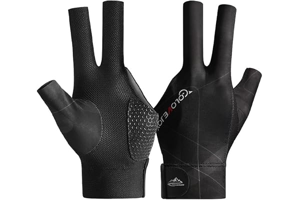 Wnddle Gants de Billard Snooker, Gants de Billard à Trois Doigts, Gants de Billard, De Billard 3 Doigts Gant Snooker pour Main Gauche Professionnel Billard Accessoires pour Homme Femme