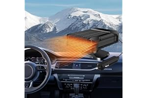 KUWUNG Calefactor Coche Mechero, 12V Calefactor Coche con Ajustable 360 ​​Grados Base Giratoria, 2 en 1 Ventilador de Frío/Calo, 150W Calefactor para Coche, Desempañador Parabrisas (A)