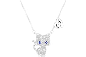 Esmoly Gifts for Girls Cat Necklaces for Girls Initial Necklace Heart Letter A-Z Cute Birthday Gifts for Women Daughter Granddaughter Niece 16+2 Inches