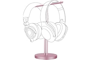 GEEKRIA Aluminum Alloy Dual Headphones Stand for Over-Ear Headphones, Gaming Headset Holder, Desk Display Hanger with Solid Heavy Base Compatible with Bose, Beats, Sony, AKG, ATH (Rose Gold)