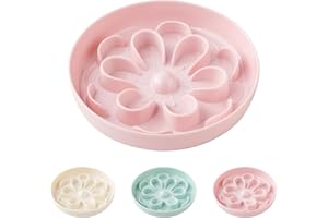 HCHLQLZ Gamelle Anti Glouton Chat Mélamine - Bol Florale pour Alimentation Lente avec Base Antidérapante - Gamelle Labyrinthe Anti Vomissement - Rose