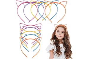 EAVUYIS Cerchietto Bambina, 10 Pezzi Orecchie Gatto Fascia, Cerchietti per Capelli Orecchie