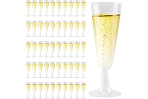 VicBou 50 Pezzi Flute da Champagne in Plastica, 160ml Bicchierini per Champagne Calici da Vino Riutilizzabili Calice Trasparente Tazze di Plastica per Feste, Matrimoni, Natale, Capodann