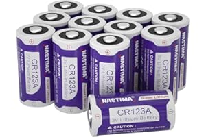 NASTIMA Paquete de 12 pilas CR123/CR123A/CR17345, 3 V, 1600 mAh, alta capacidad, para linterna, instrumentos inteligentes, sistemas de alarma