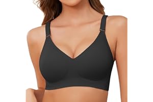 Xnova Damski biustonosz bez fiszbin, rozciągliwy biustonosz dla kobiet, wygodne regulowane paski, wygodny biustonosz minimalizujący klasyczny biustonosz z niewidzialnymi wkładkami, biustonosz