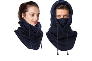 VICTERR Balaclava Chapeau Cagoule Moto Homme Femme Visage Hiver Masque Multifonction Balaclava Polaire Cagoule pour Moto Temps Froid Ski Randonnée Camping Extérieur Passe-Montagne Cagoule