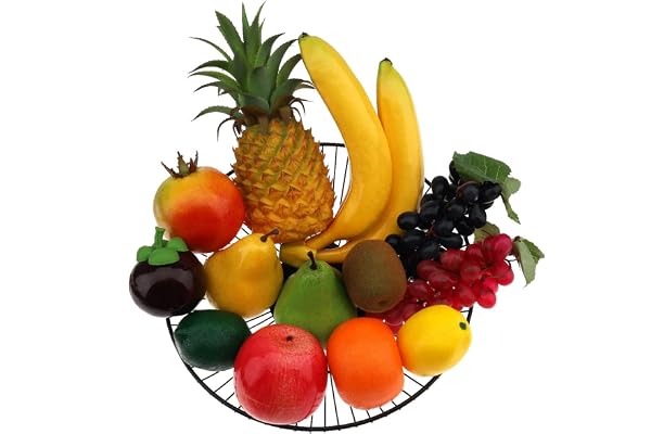 Meiwlong 13 st konstgjorda verklighetstrogna frukter dekoration hemmafest falsk ananas banan druva citron orange äpple mangostan granatäpple päron prydnad kombination
