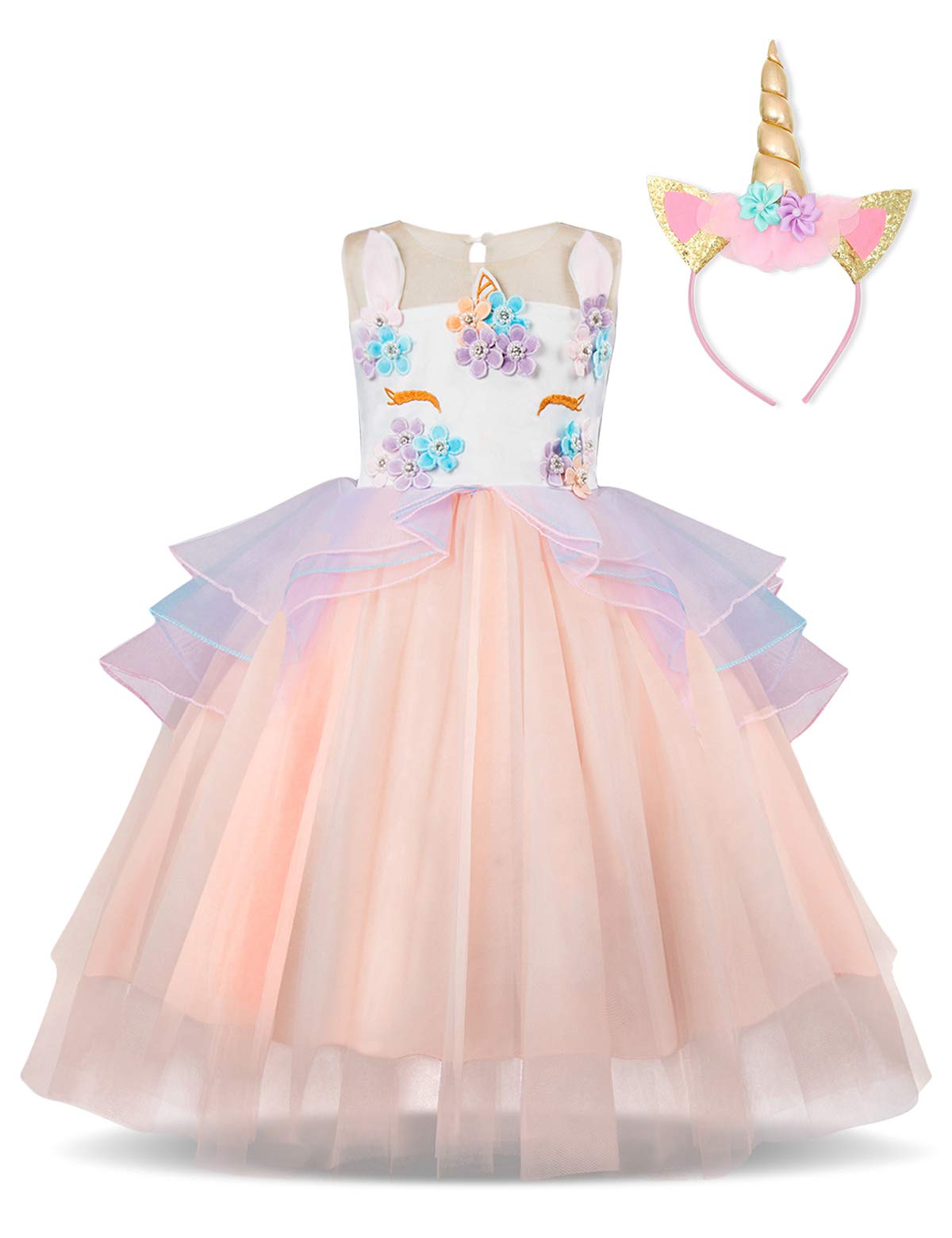 NNJXD Mädchen Einhorn Blume Hochzeit Cosplay Party Hochzeit Prinzessin