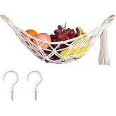 WUDQIJI 22 in Long Fruit Vegetable Hammock Hanging Fruit Basket Hanging Fruit Basket Toy Organizer with 2 Screw Hooks for Kit